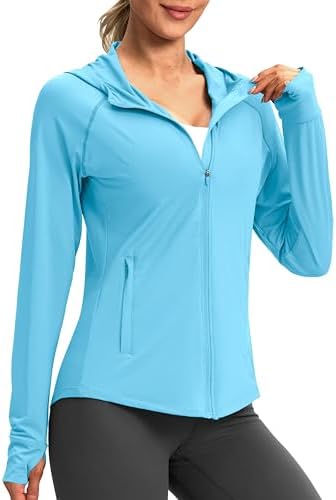 Women's UPF 50+ hooded sun jacket, sky blue