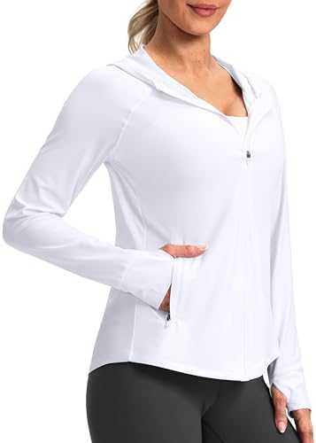 Women's UPF 50+ hooded sun jacket, white