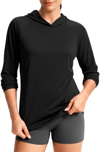 Women's UPF 50+ lightweight hoodie, black