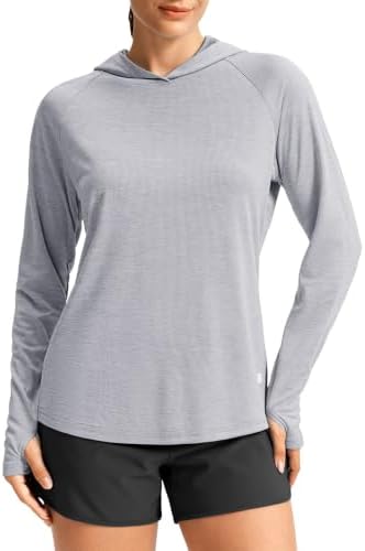 Women's UPF 50+ lightweight hoodie, heather light grey