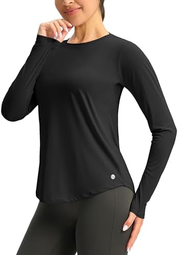 Women's UPF 50+ long sleeve rash guard, black