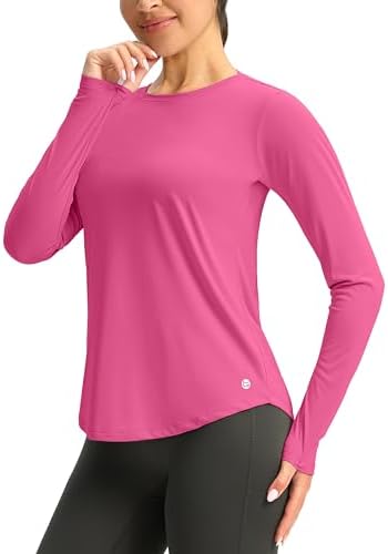Women's UPF 50+ long sleeve rash guard, granita pink