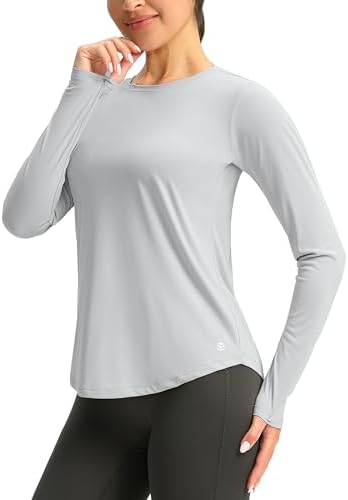 Women's UPF 50+ long sleeve rash guard, light grey