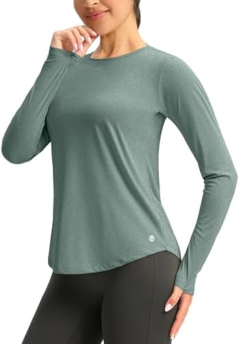 Women's UPF 50+ long sleeve rash guard, malachite green