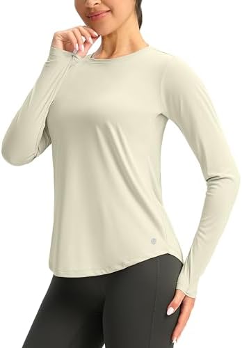 Women's UPF 50+ long sleeve rash guard, oatmeal