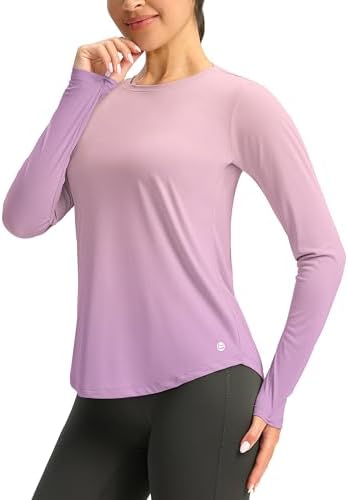 Women's UPF 50+ long sleeve rash guard, pink / purple gradient