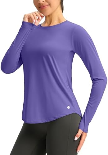 Women's UPF 50+ long sleeve rash guard, vintage purple
