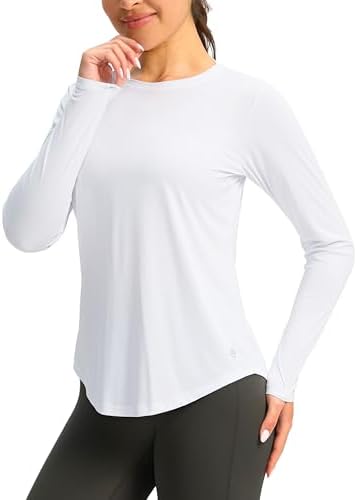 Women's UPF 50+ long sleeve rash guard, white