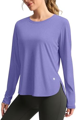 Women's UPF 50+ long sleeve sun shirt, heather purple