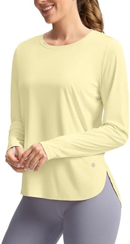 Women's UPF 50+ long sleeve sun shirt, light yellow