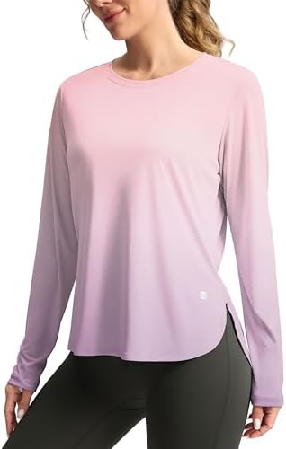 Women's UPF 50+ long sleeve sun shirt, pink / purple gradient