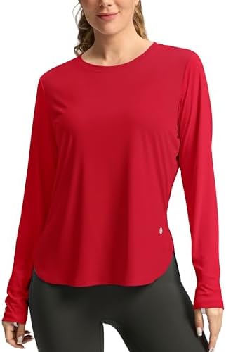 Women's UPF 50+ long sleeve sun shirt, red