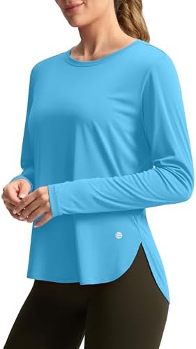 Women's UPF 50+ long sleeve sun shirt, sky blue