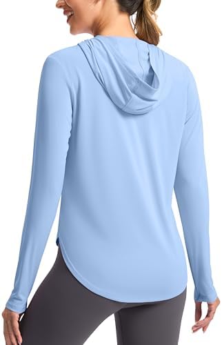 Women's UPF 50+ sun hoodie, haze blue