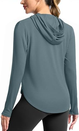 Women's UPF 50+ sun hoodie, heather blue