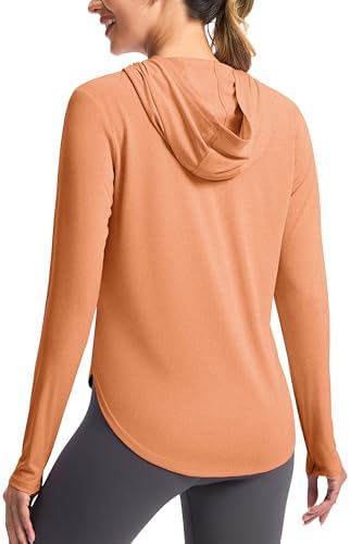 Women's UPF 50+ sun hoodie, heather orange