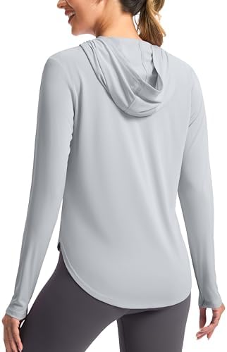 Women's UPF 50+ sun hoodie, light grey