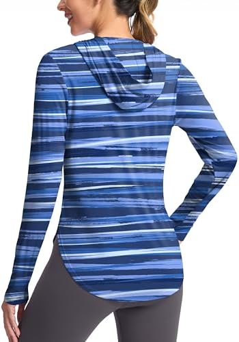 Women's UPF 50+ sun hoodie, ripple blue