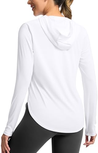 Women's UPF 50+ sun hoodie, white