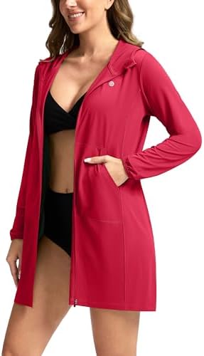 Women's UPF 50+ swim cover-up, red