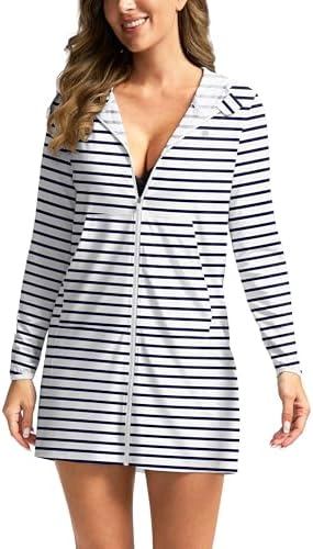 Women's UPF 50+ swim cover-up, sea stripe