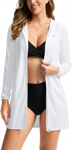 Women's UPF 50+ swim cover-up, white