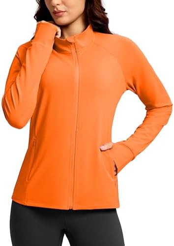 Women's UPF 50+ zip-up jacket, bright orange