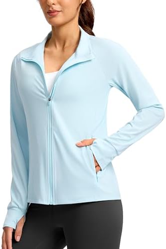 Women's UPF 50+ zip-up jacket, light blue