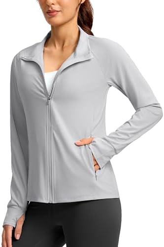 Women's UPF 50+ zip-up jacket, light grey