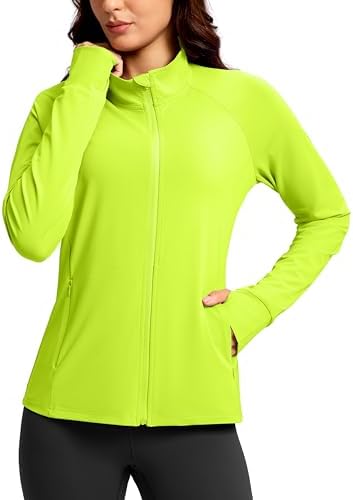 Women's UPF 50+ zip-up jacket, neon green