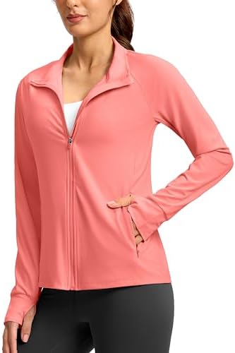 Women's UPF 50+ zip-up jacket, pink coral