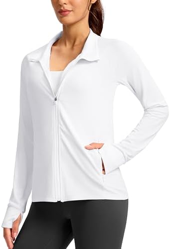 Women's UPF 50+ zip-up jacket, white