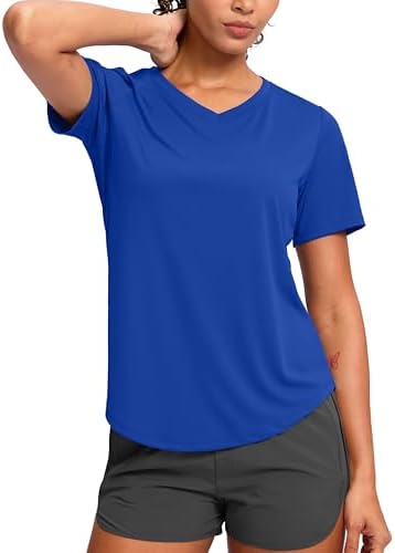 Women's V-neck sun shirt, blue