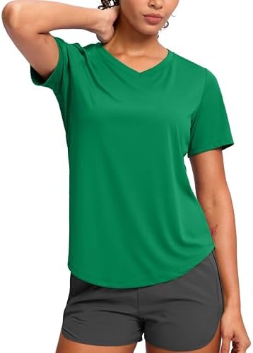 Women's V-neck sun shirt, green