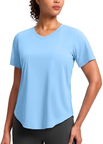 Women's V-neck sun shirt, haze blue