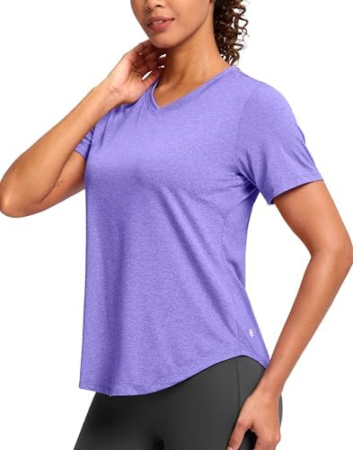 Women's V-neck sun shirt, heather dark purple