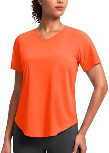 Women's V-neck sun shirt, orange