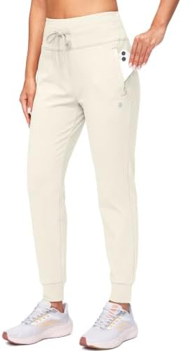 Women's water-resistant fleece-lined joggers, beige
