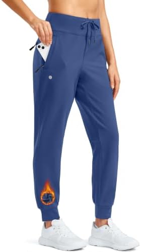 Women's water-resistant fleece-lined joggers, dark blue