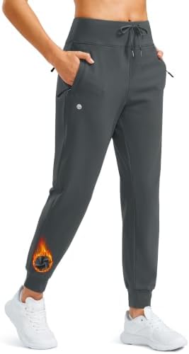 Women's water-resistant fleece-lined joggers, dark grey