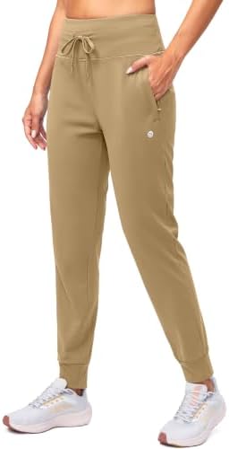 Women's water-resistant fleece-lined joggers, dark khaki