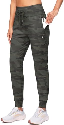Women's water-resistant fleece-lined joggers, green camo