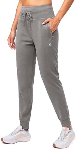 Women's water-resistant fleece-lined joggers, heather medium grey