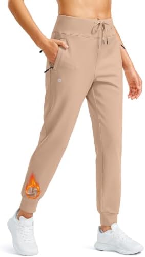 Women's water-resistant fleece-lined joggers, khaki