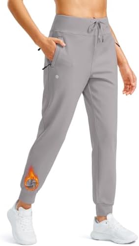 Women's water-resistant fleece-lined joggers, light grey
