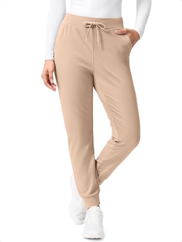 Women's water-resistant fleece-lined joggers, light khaki