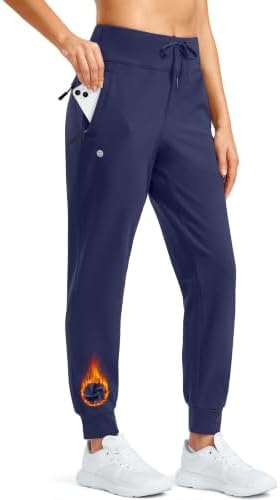 Women's water-resistant fleece-lined joggers, navy