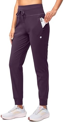 Women's water-resistant fleece-lined joggers, purple