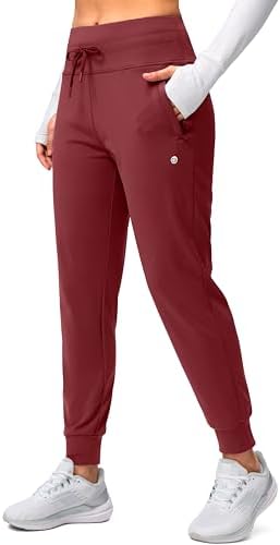 Women's water-resistant fleece-lined joggers, savannah red