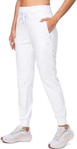 Women's water-resistant fleece-lined joggers, white